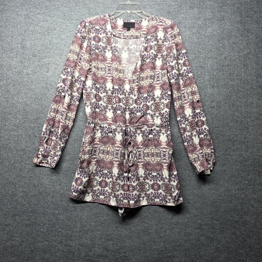 INTERMIX McCourty 100% Silk Paisley Print Long Sleeve Romper Playsuit P/XS